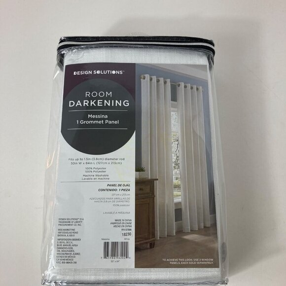 Design Solutions Room Darkening Messina Grommet Panel White 50" x 84"L NIP #3 - Picture 2 of 7